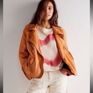 NWT FREE PEOPLE Graphic Camden Pullover in Airbrush Spray Heart